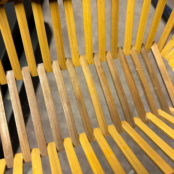 VTG Boho Oval Wooden Rattan Basket - Picture 4 of 4